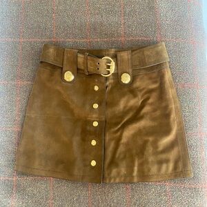 Gucci Brown Gold Mini Skirt Night Out